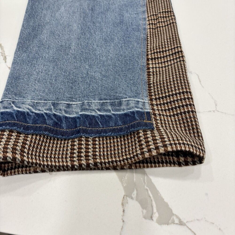 DO By Dee Ocleppo Jeans Womens Size 8 High Rise Plaid Wide Leg Mixed Media - Picture 4 of 10